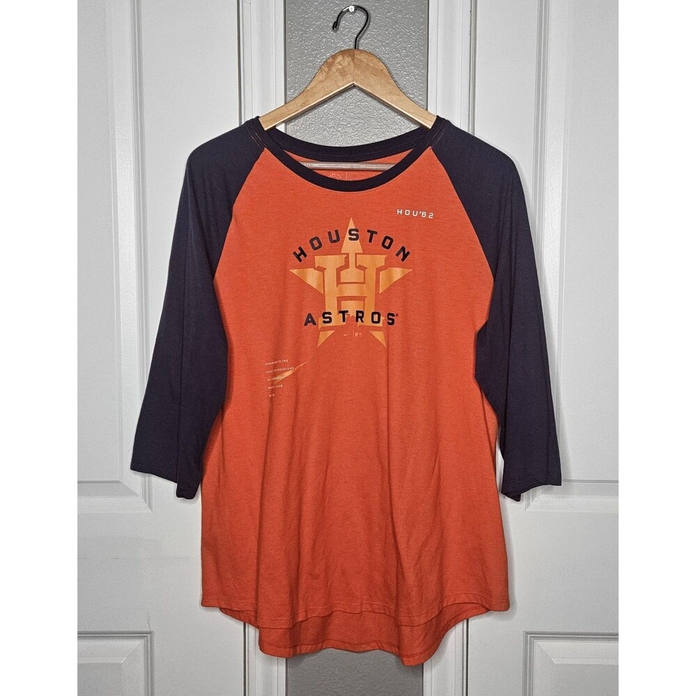 Nike Houston Astros Women's XL 3/4 Sleeve Tri-Blend Raglan T-Shirt in Orange MLB